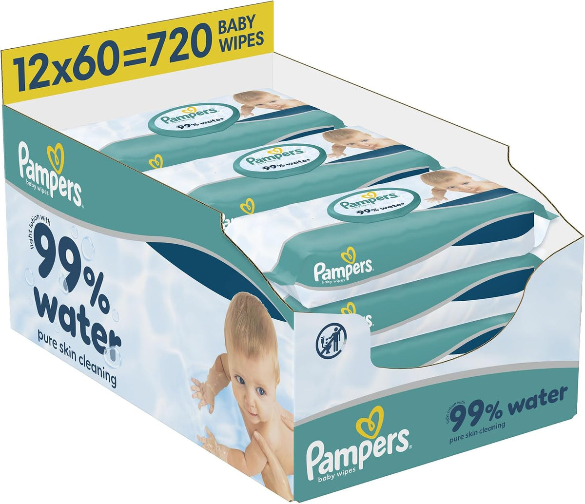 Pampers 99% Water Baby Wipes, 720 Count